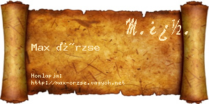 Max Örzse névjegykártya